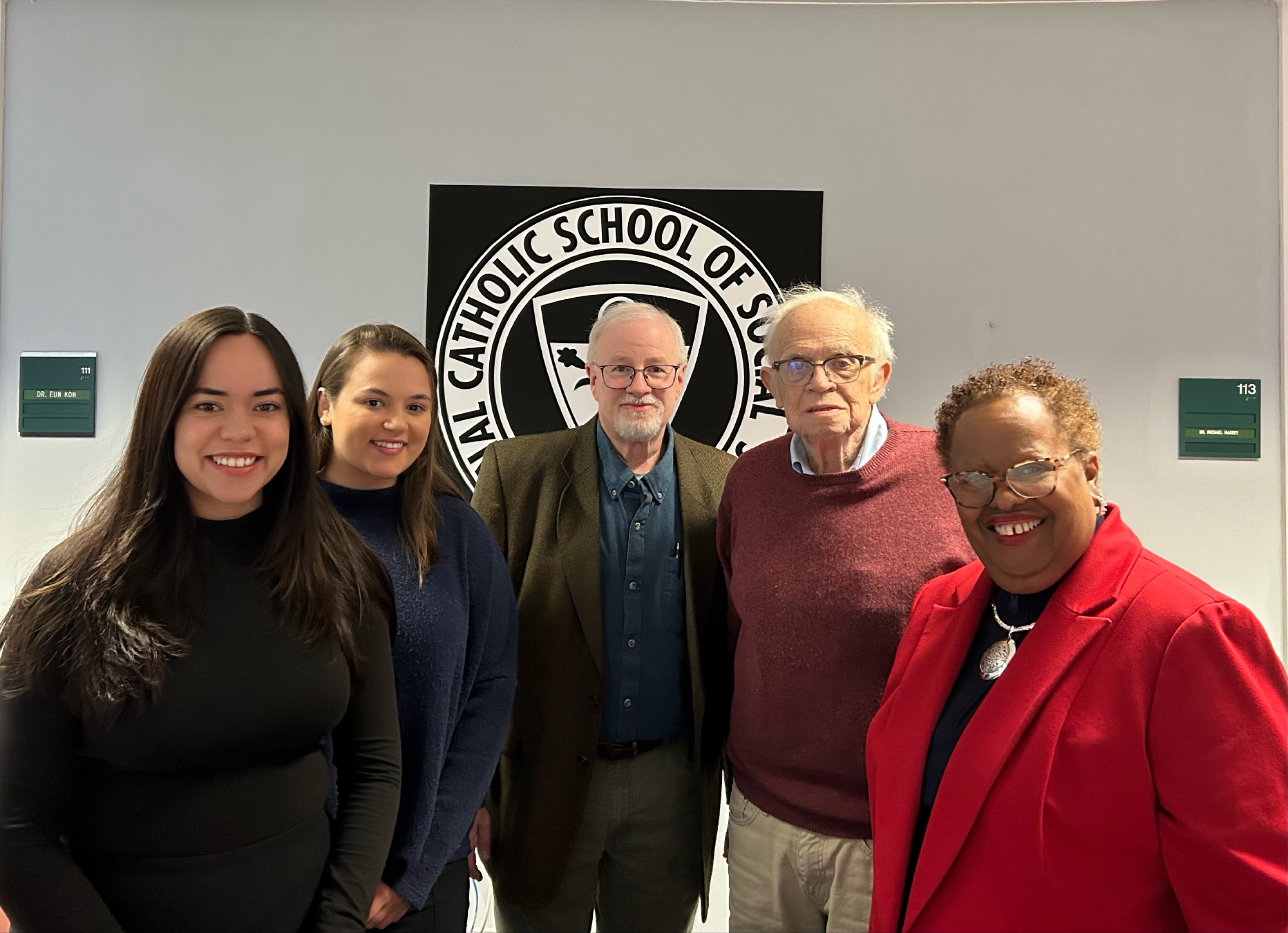 From left to right: Lucero Corral (Program Manager), Grace Polistina (Graduate Assistant), Peter Delany, PhD (Project Director), Joseph Shields, PhD (Co-Project Director), Laura Daughtery, PhD (Director of Evaluation and Marketing). 